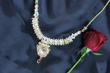 Celera Gold-Toned Kundan Floral Necklace Set