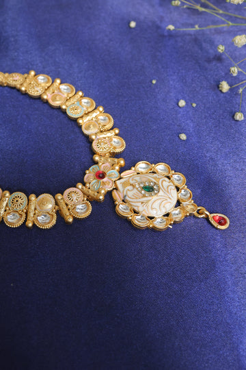 Varsha Antique Goddess Motif Necklace Set