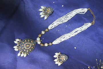 Zehem – Pearl Drop Meenakari Necklace Set