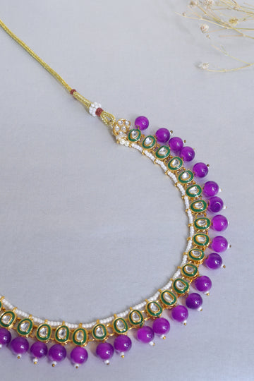 Elysia – Purple Kundan Bridal Set with Maang Tikka