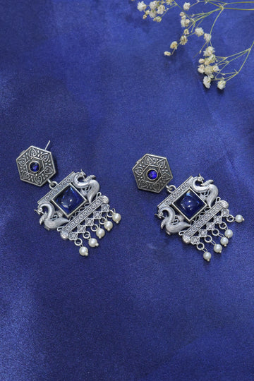 Blue Stone German Silver Necklace Set