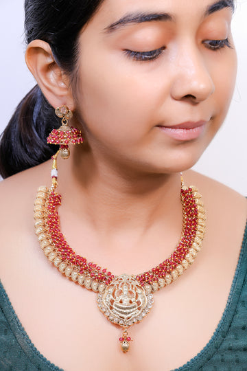 Mandira – Ruby Temple Choker & Earrings Set