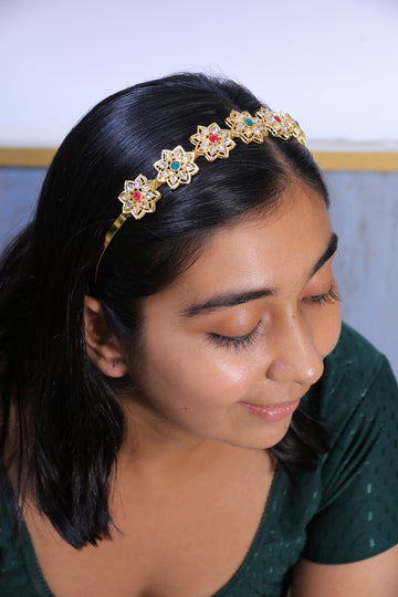 Fleurin Headband – Multicolor Kundan Floral Crown