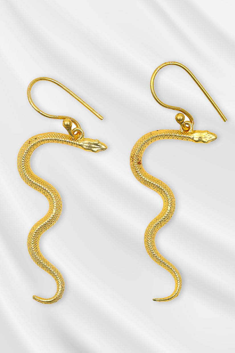 Saanp Serpent Drop Earrings – Gold Finish