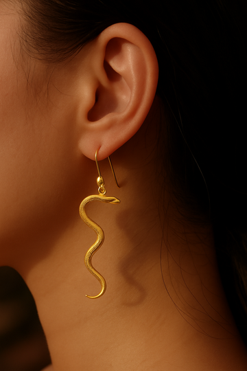 Saanp Serpent Drop Earrings – Gold Finish