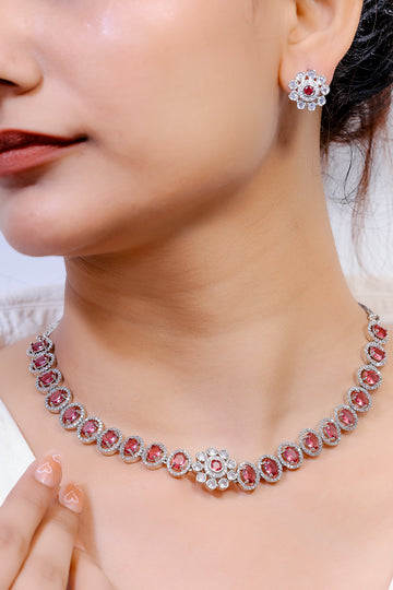 Elowen Ruby Oval Necklace Set