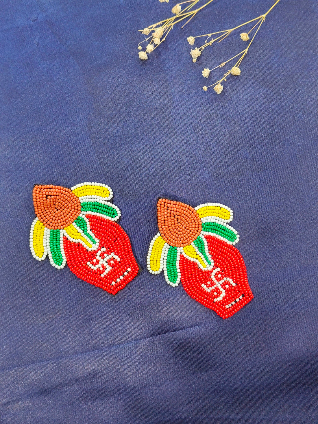 Red beaded kalash earrings