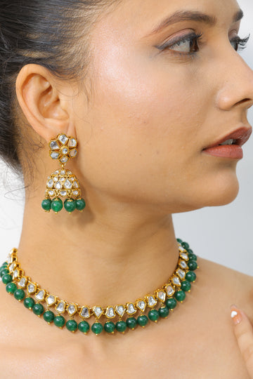 Iraaya Emerald Green Kundan Choker Set