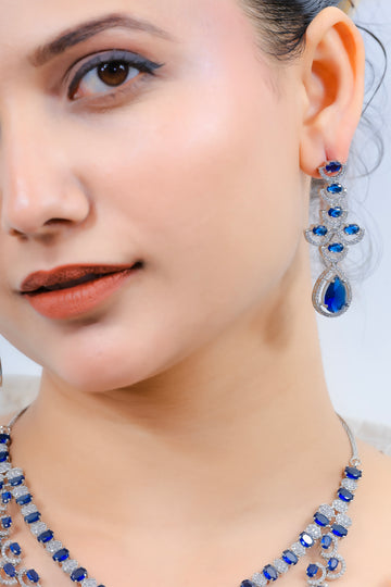 Royal Ivy – Sapphire Waterfall Necklace Set