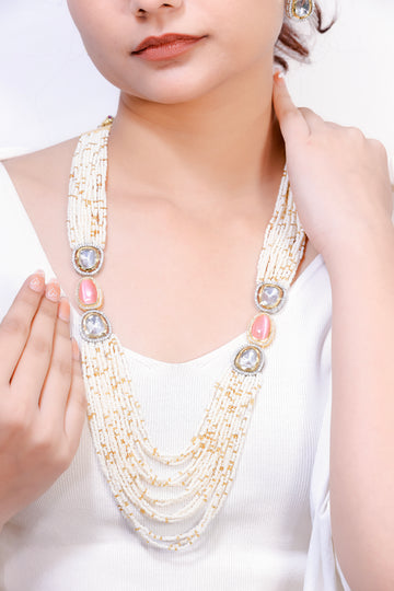 Samarika – Soft Pink & Kundan Pearl Layered Necklace
