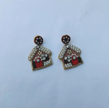 Santa's Sparkle Cottage Earrings