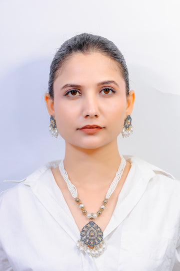 Zehem – Pearl Drop Meenakari Necklace Set