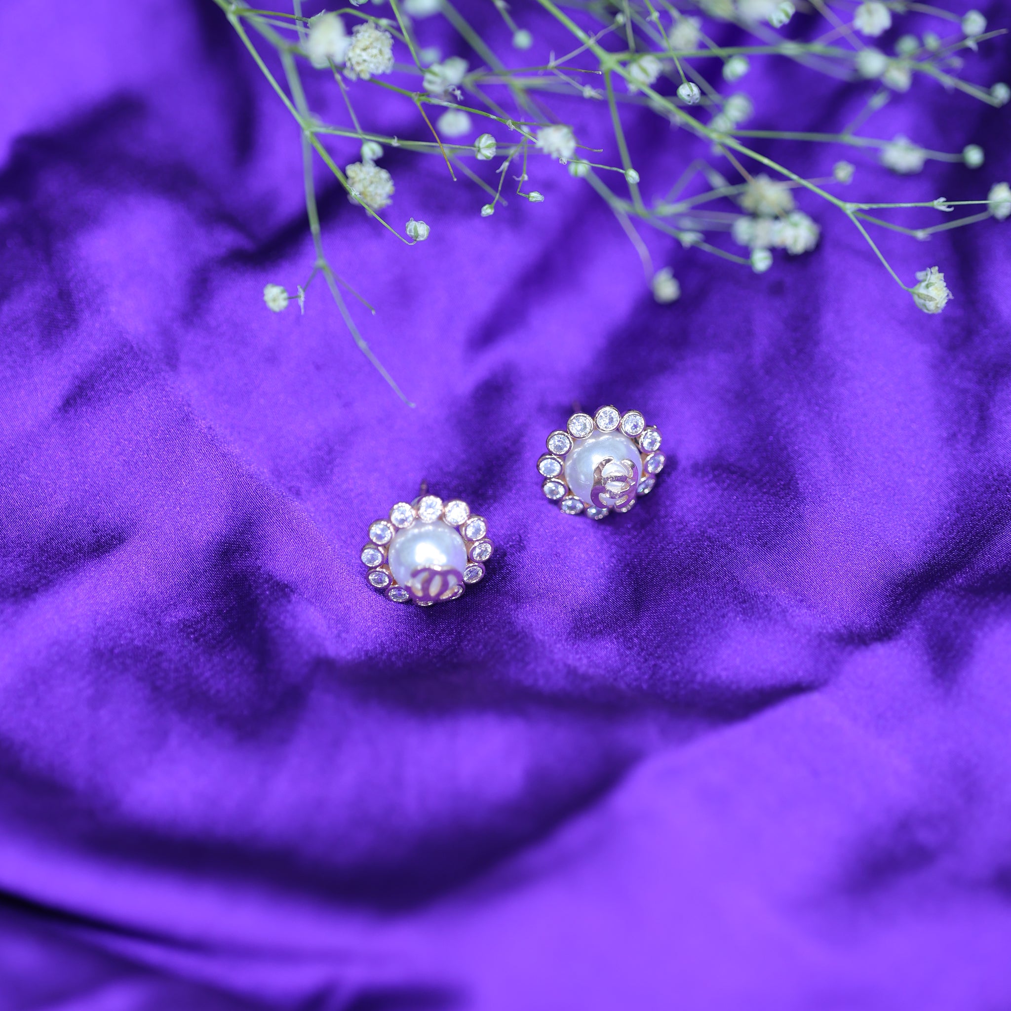 White Chanel Studs