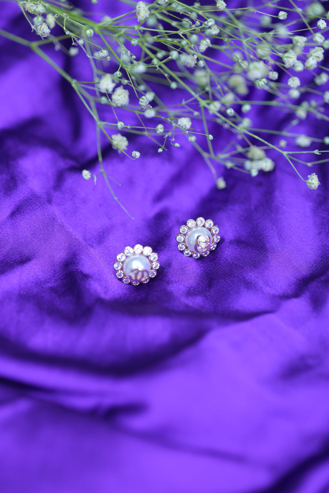 White Chanel Studs