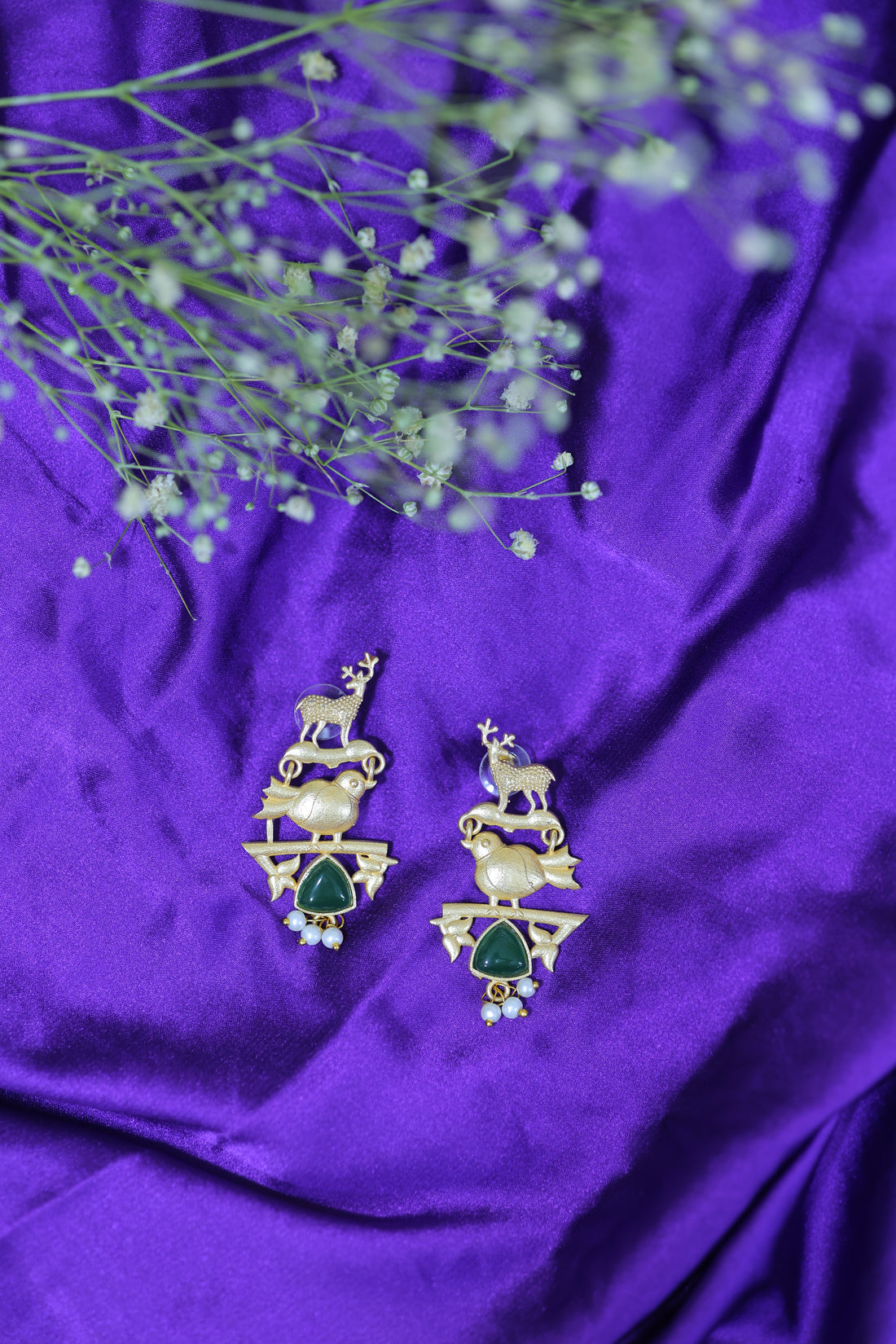 Deer-Sparrow Brass Earrings