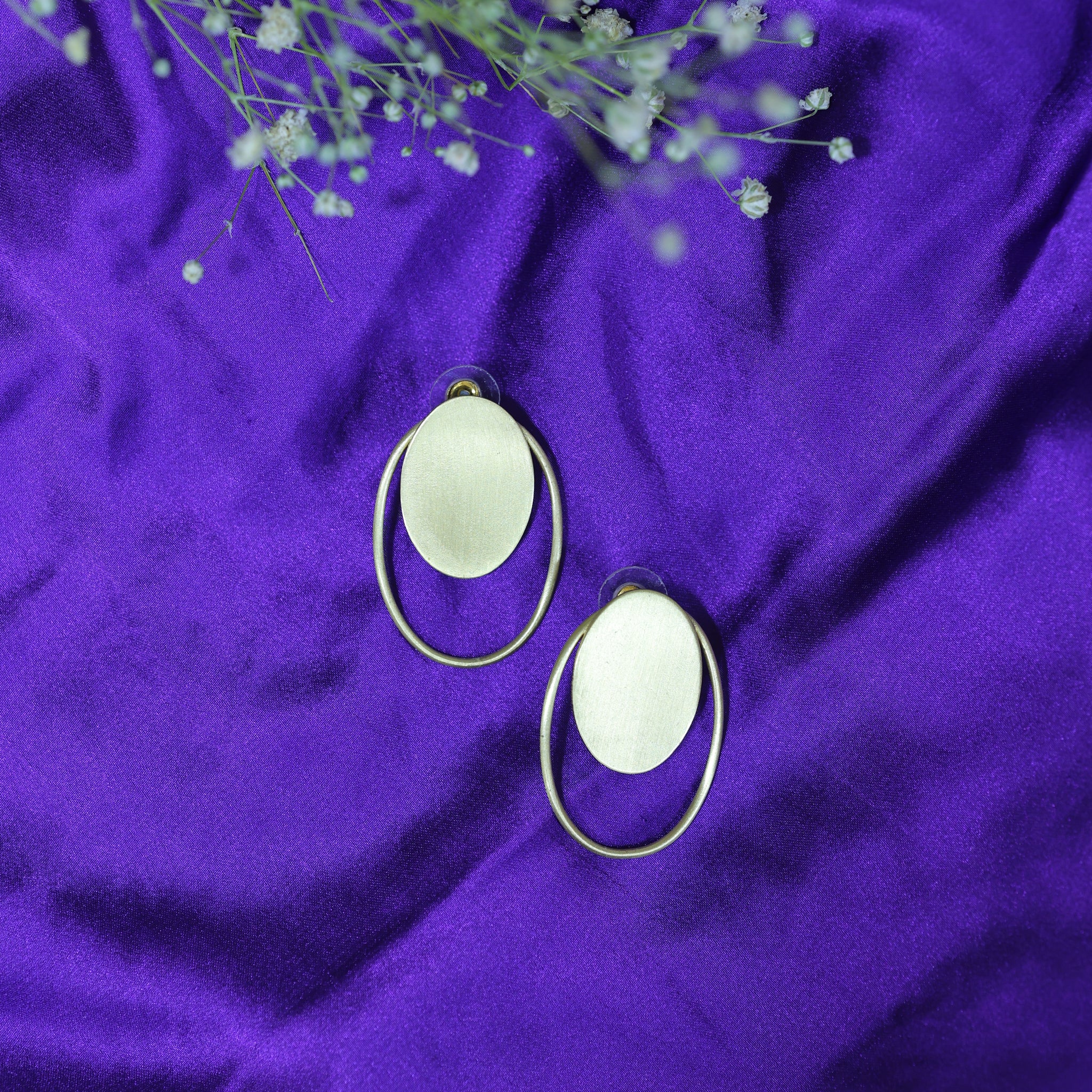 Oval shaped Brass Earrings