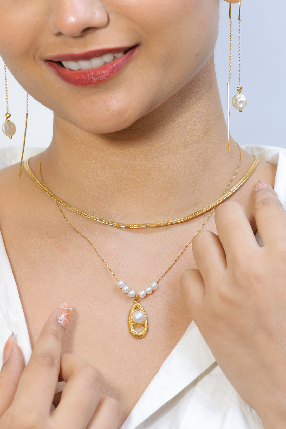 Sui Dhaga Combo – Elegant Pearl Drop Jewelry Set