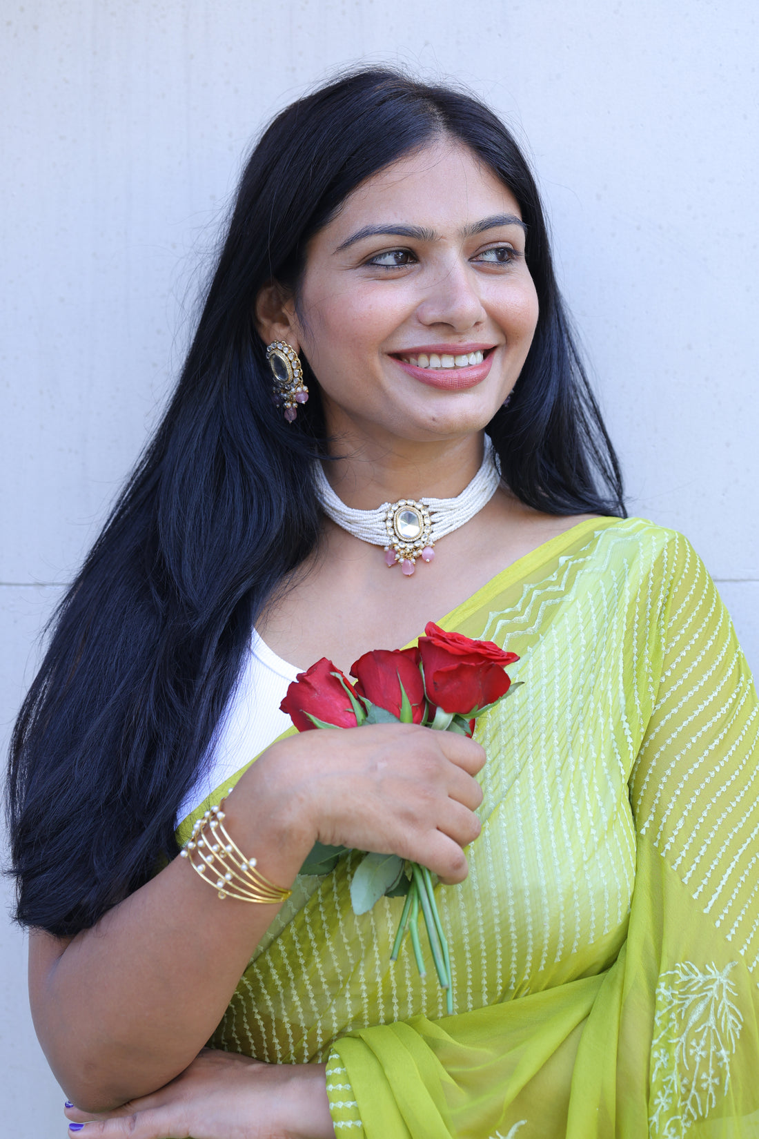 Chaaya Pastel Rose Kundan Pearl Choker Set