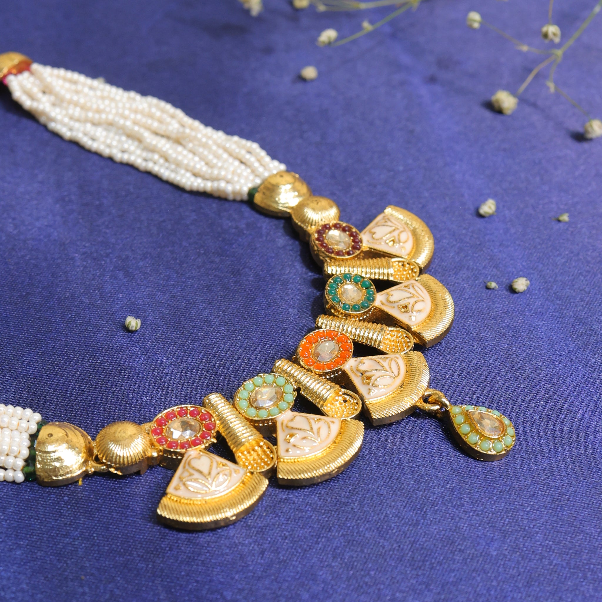 Simran Colorburst Temple Beads Necklace Set