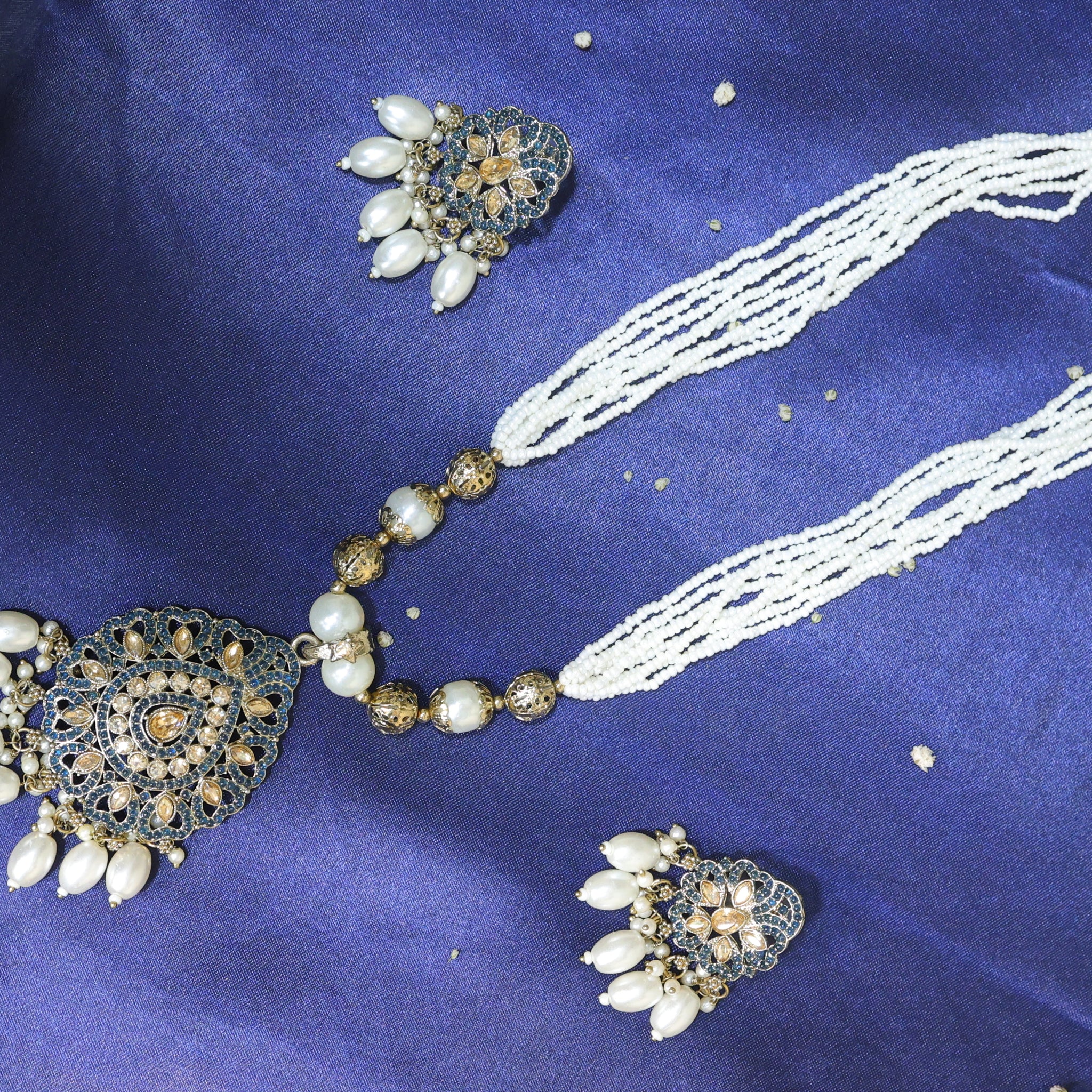 Zehem – Pearl Drop Meenakari Necklace Set