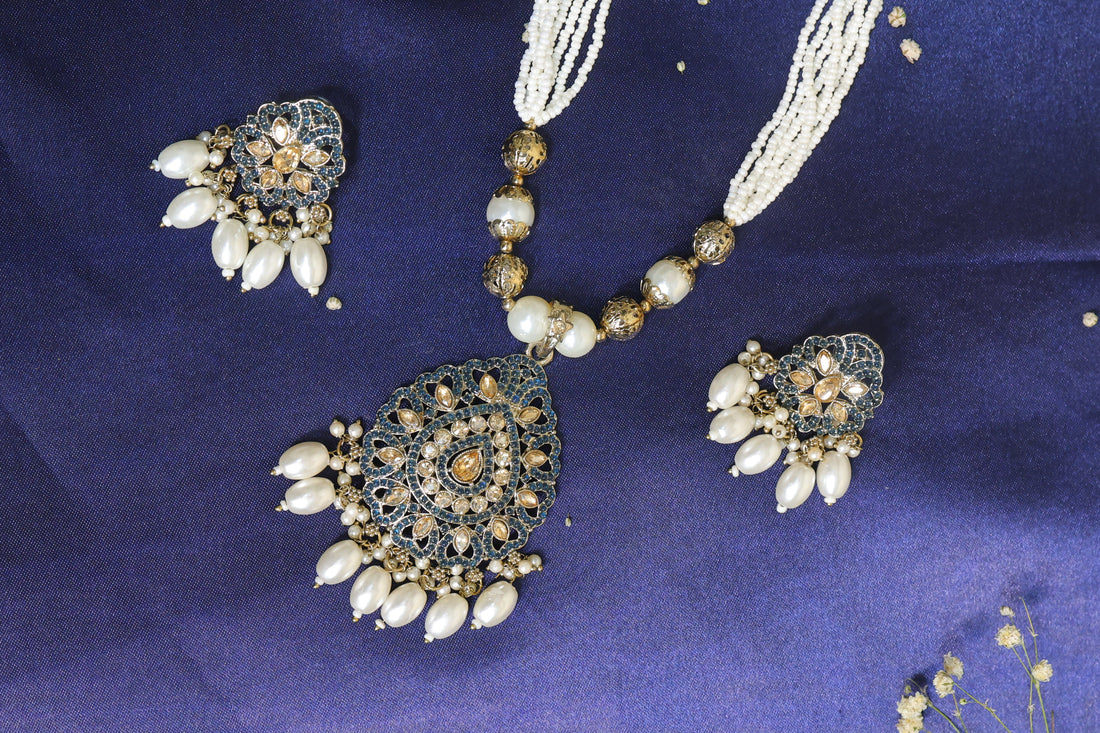 Zehem – Pearl Drop Meenakari Necklace Set