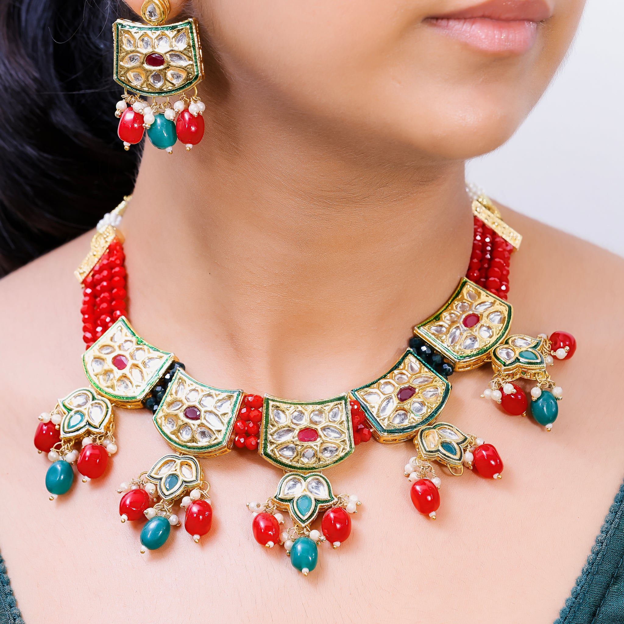 Drishti – Royal Red Kundan Choker Set