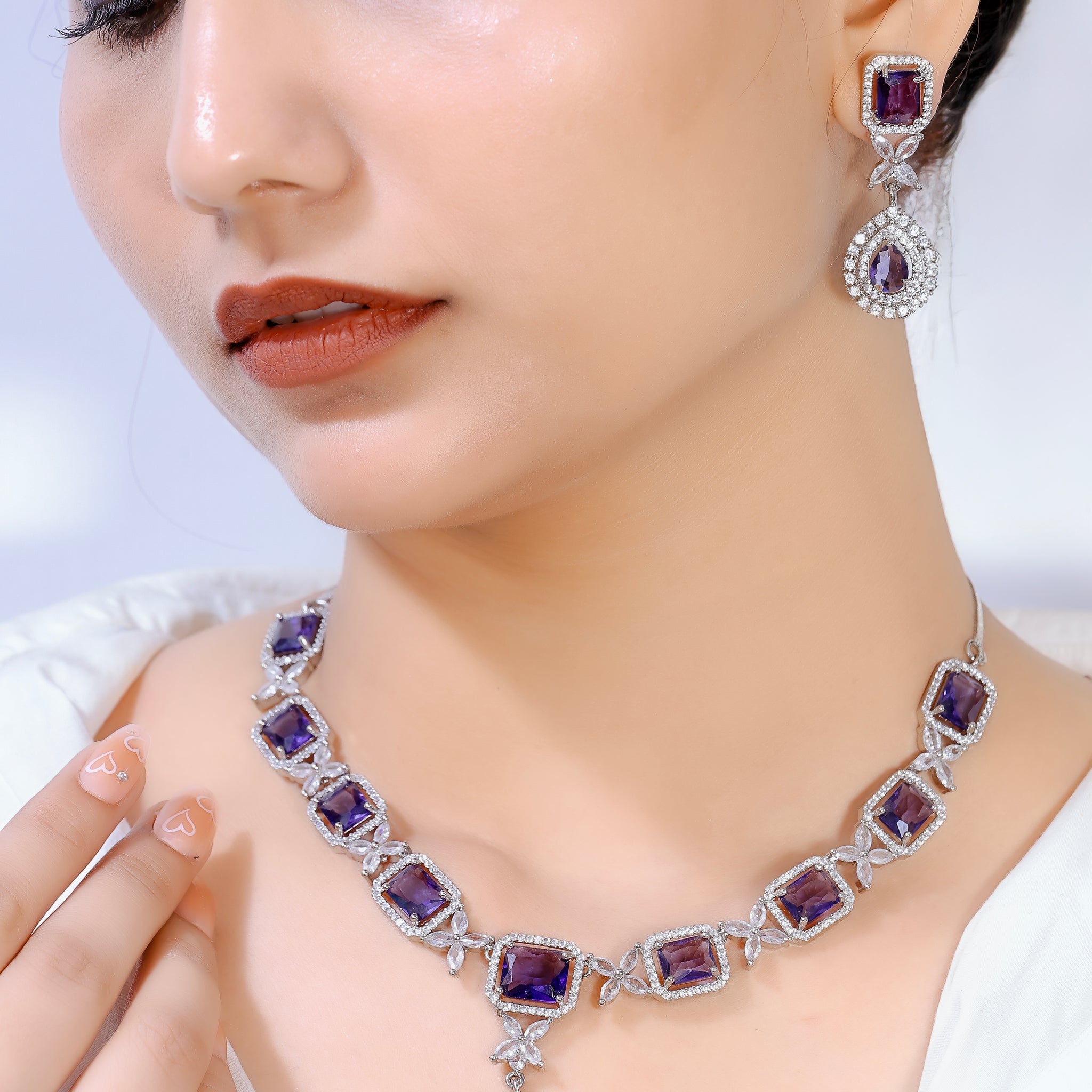 Sam – Royal Amethyst Charm Necklace Set