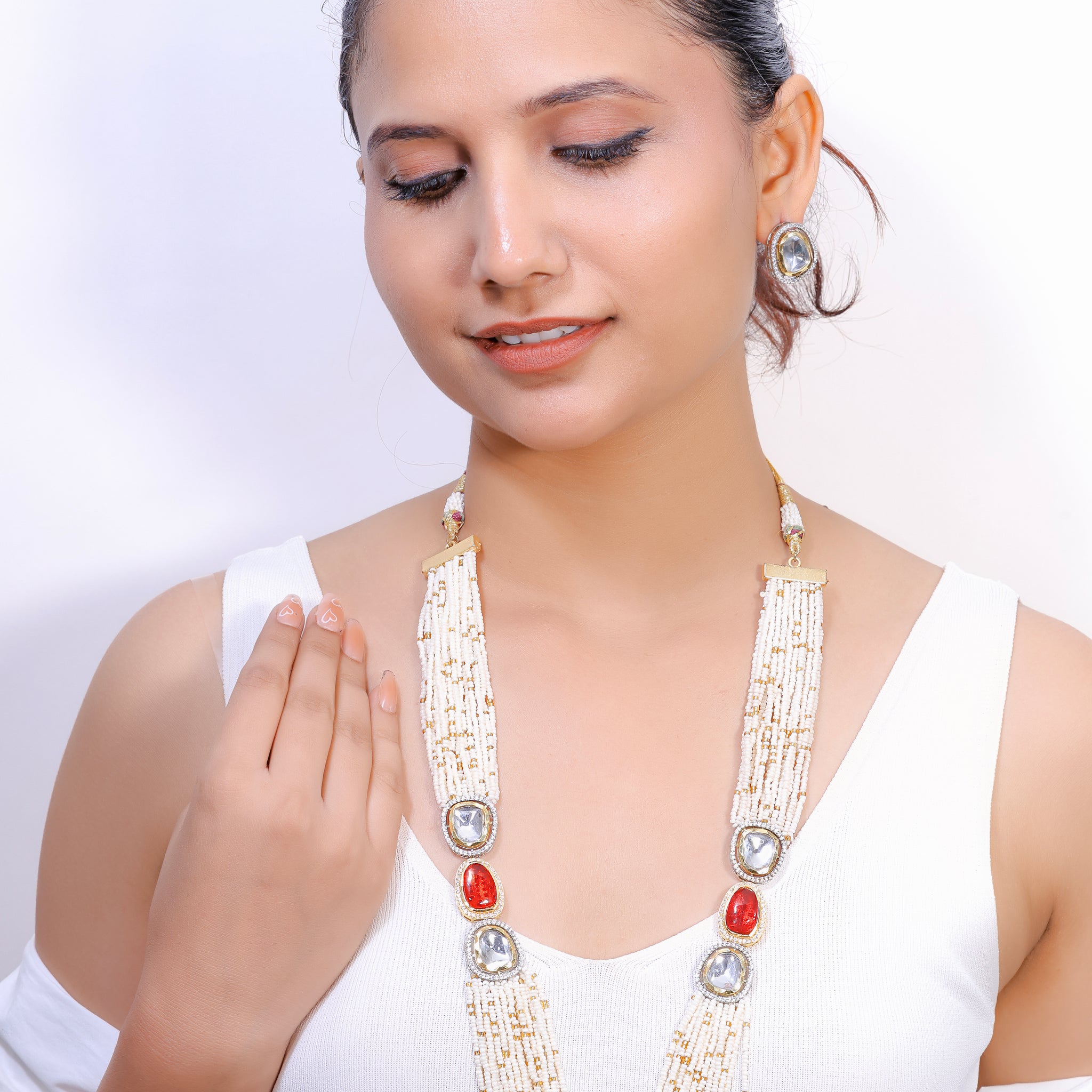Samya Pearl & Ruby Layered Royal Necklace