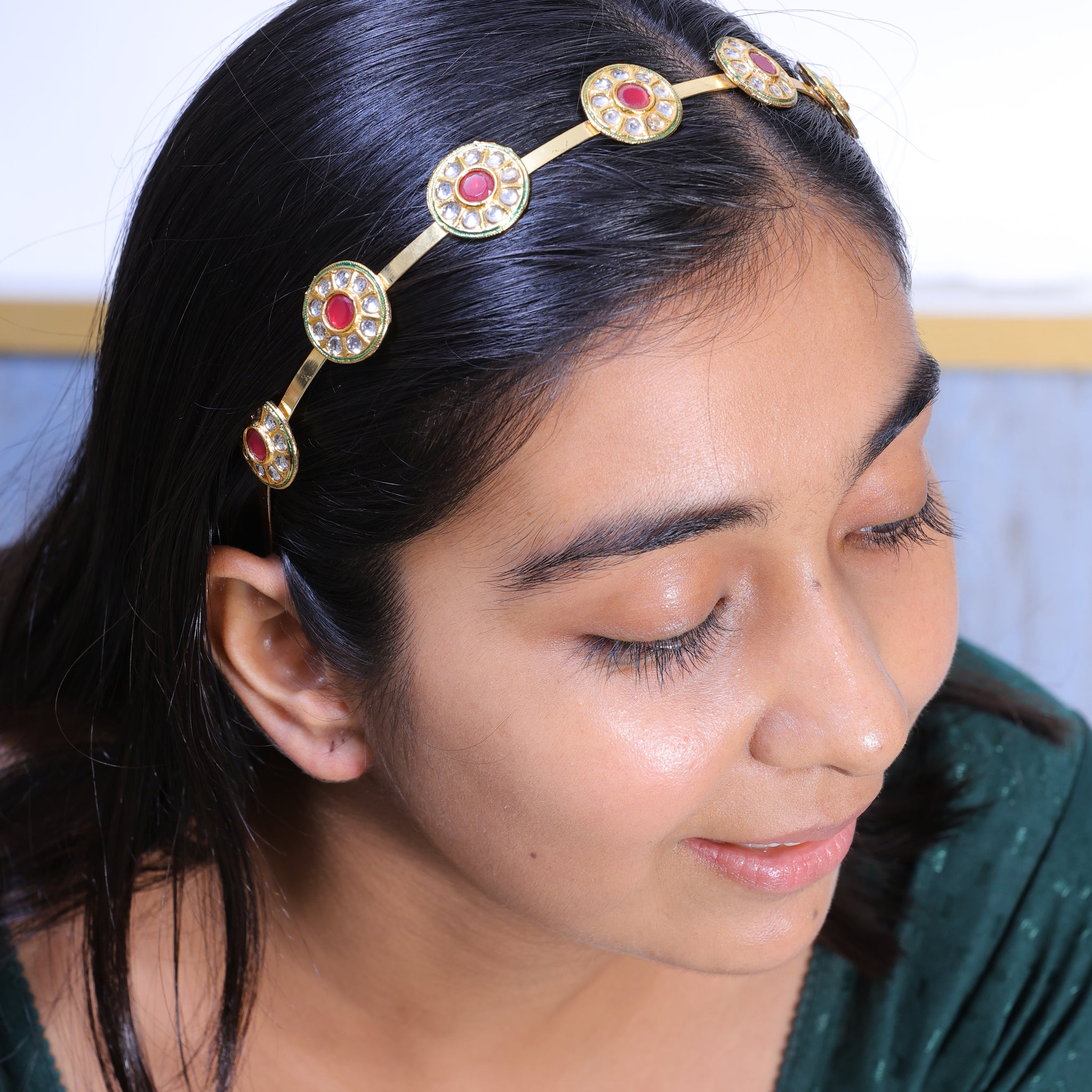 Lulubloom Headband – Vintage Kundan Roundlet Crown