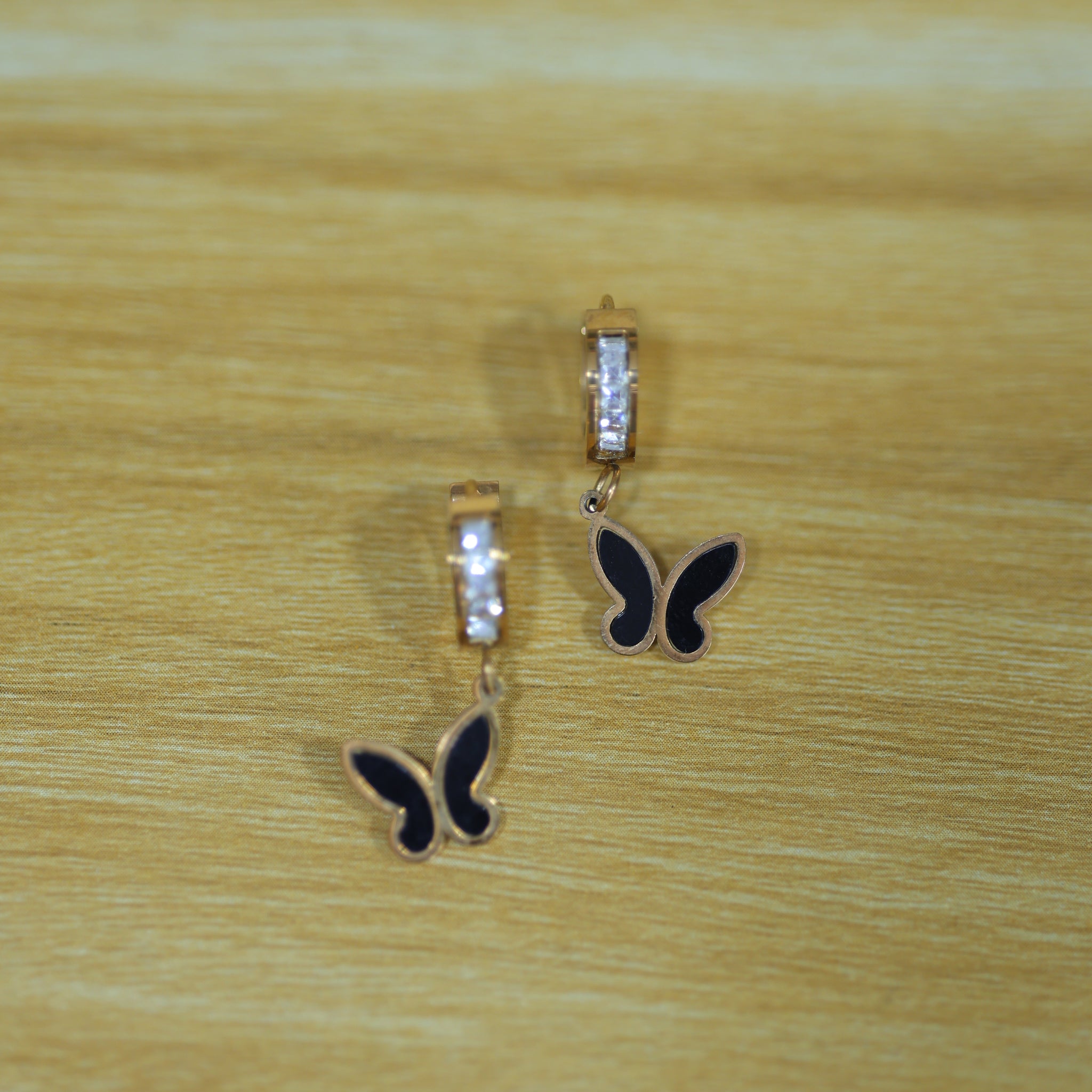 Black butterfly earrings