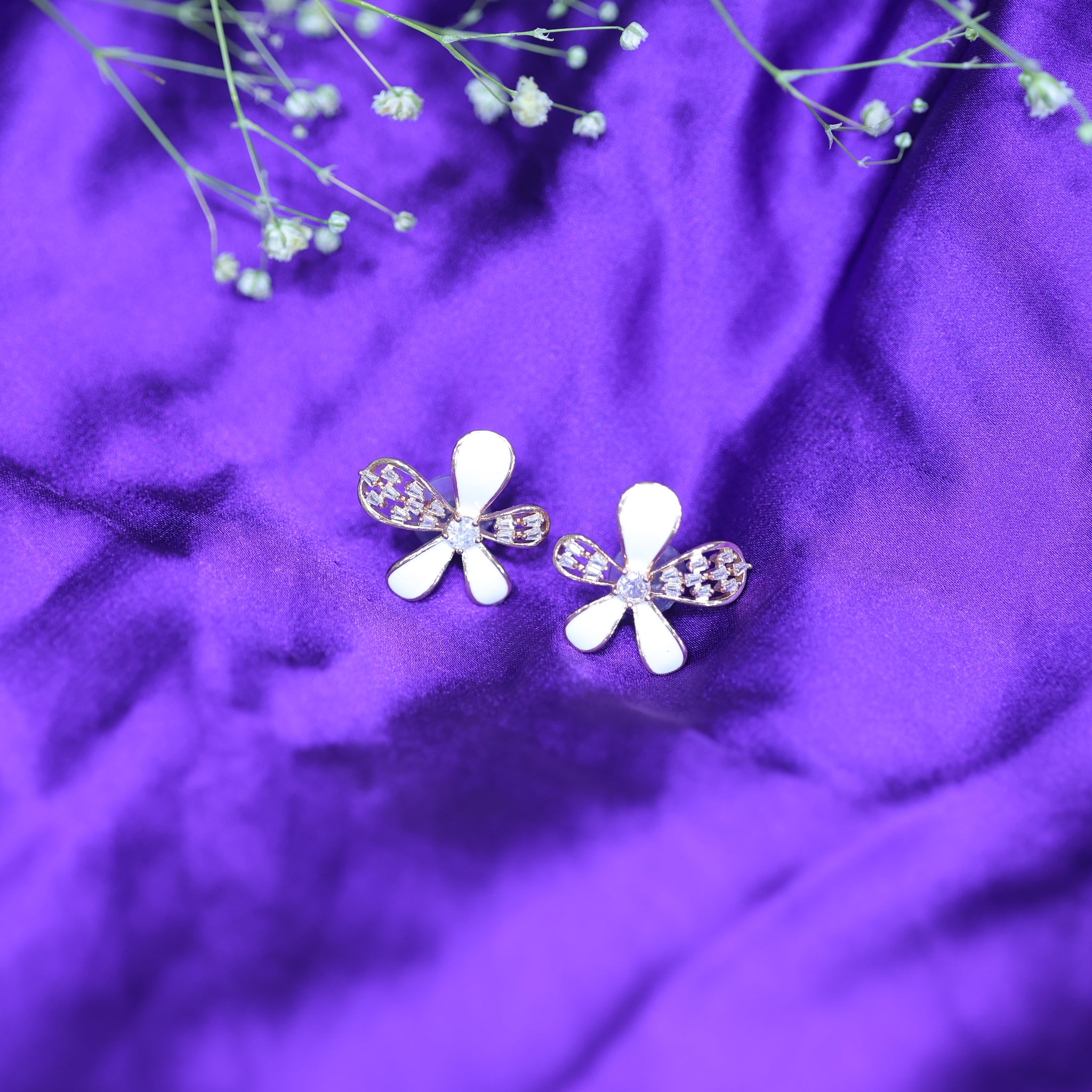 White flower earrings