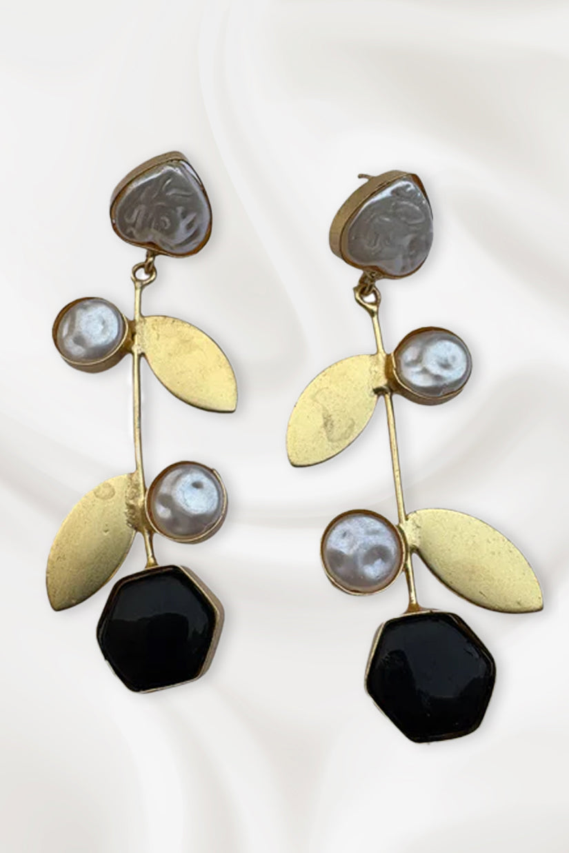 Kinsky Modern Leaf Dangle Earrings