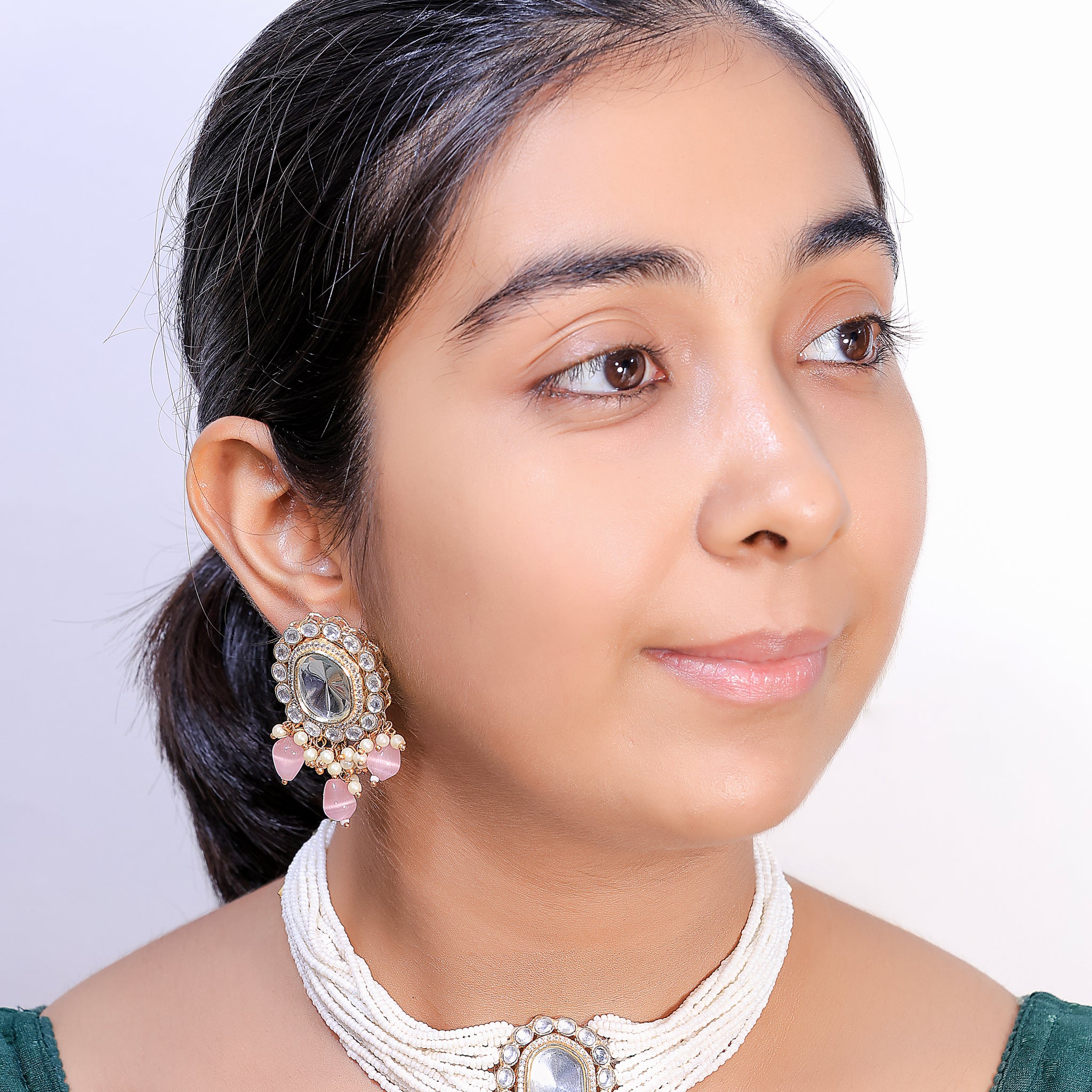 Chaaya Pastel Rose Kundan Pearl Choker Set