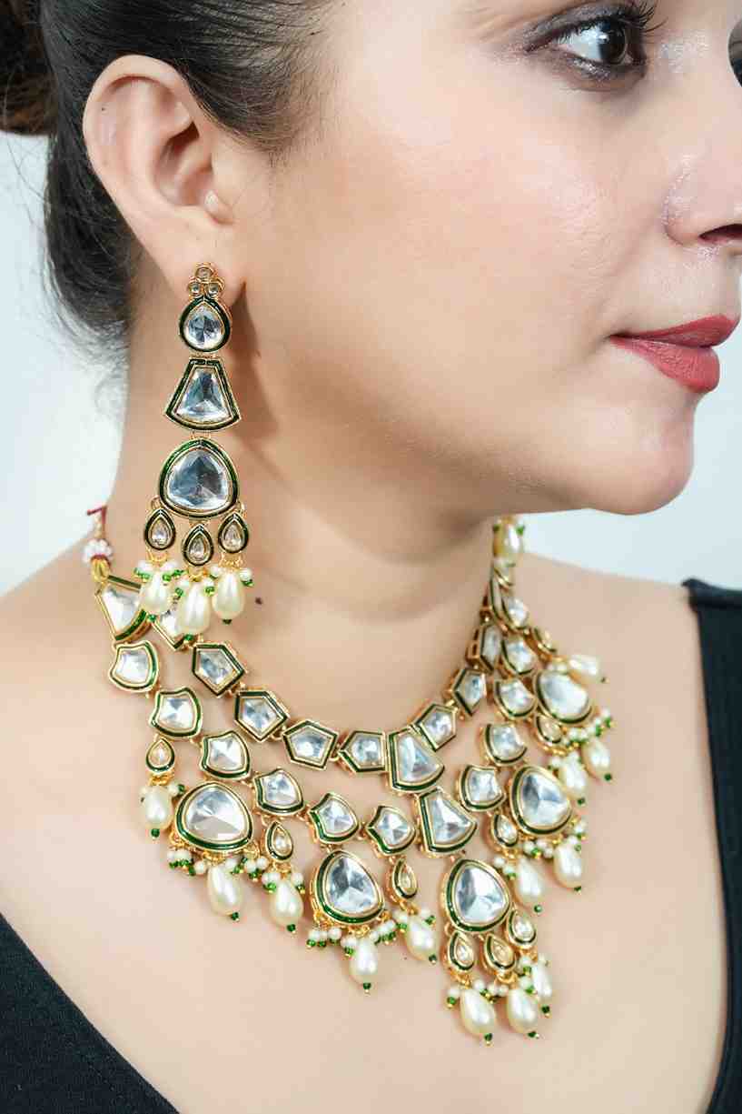 Neena Kundan & Pearl Statement Necklace Set