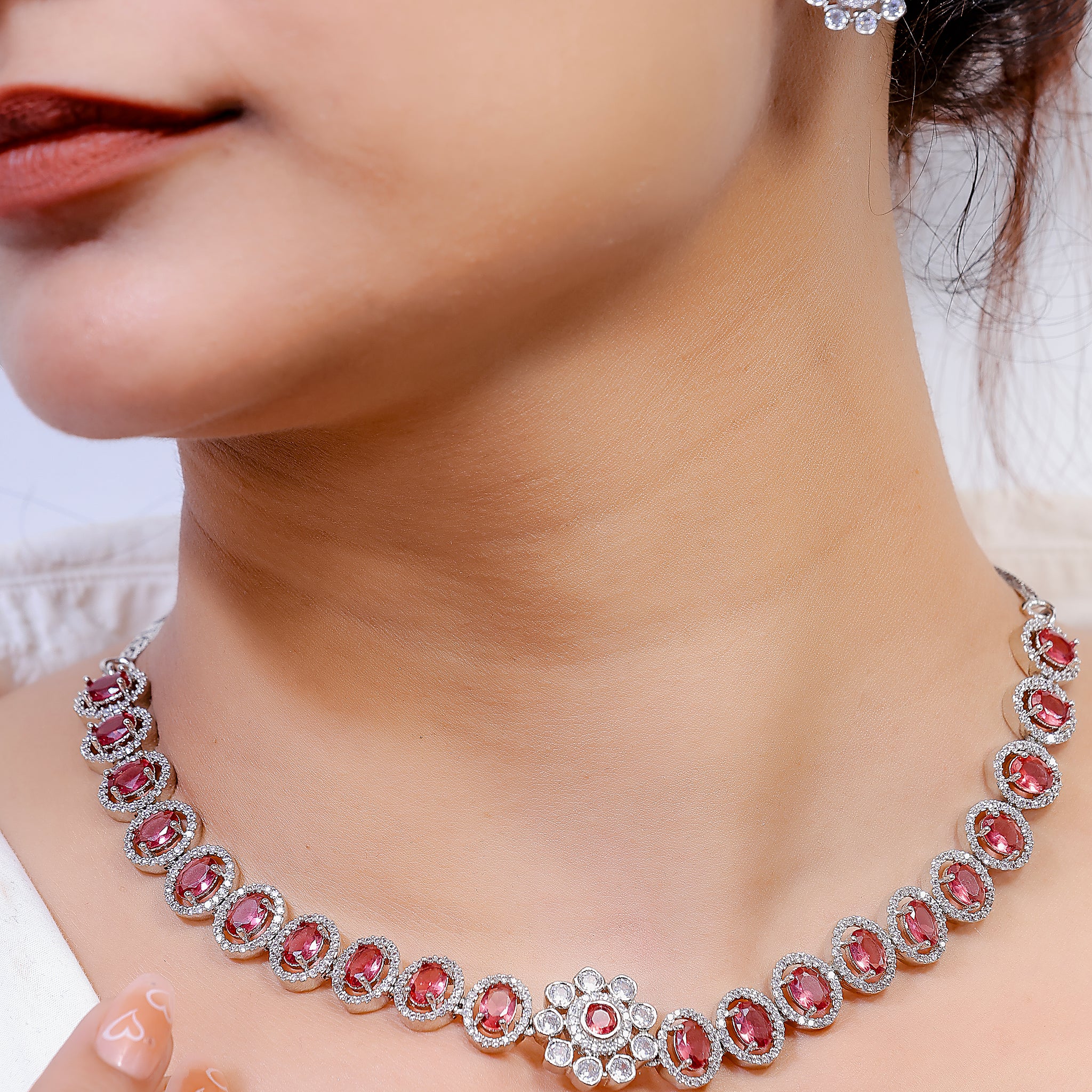 Elowen Ruby Oval Necklace Set