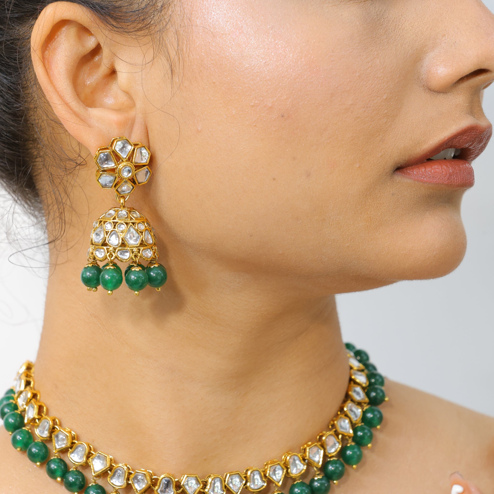 Iraaya Emerald Green Kundan Choker Set