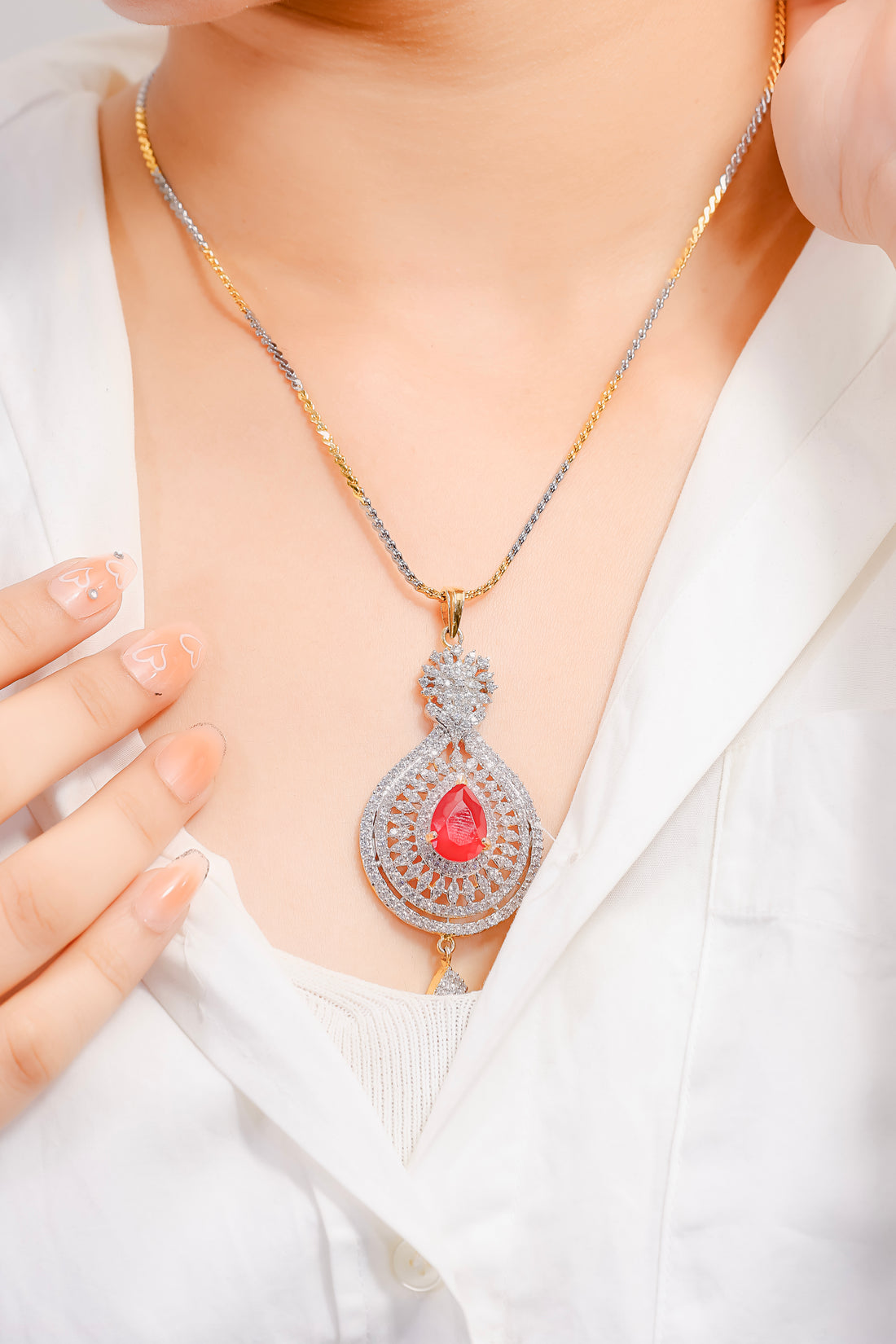 Lumira – Ruby Teardrop Diamond Set
