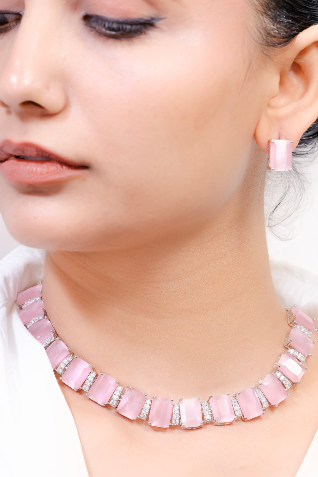 Mehira – Blush Pink Emerald Cut Set