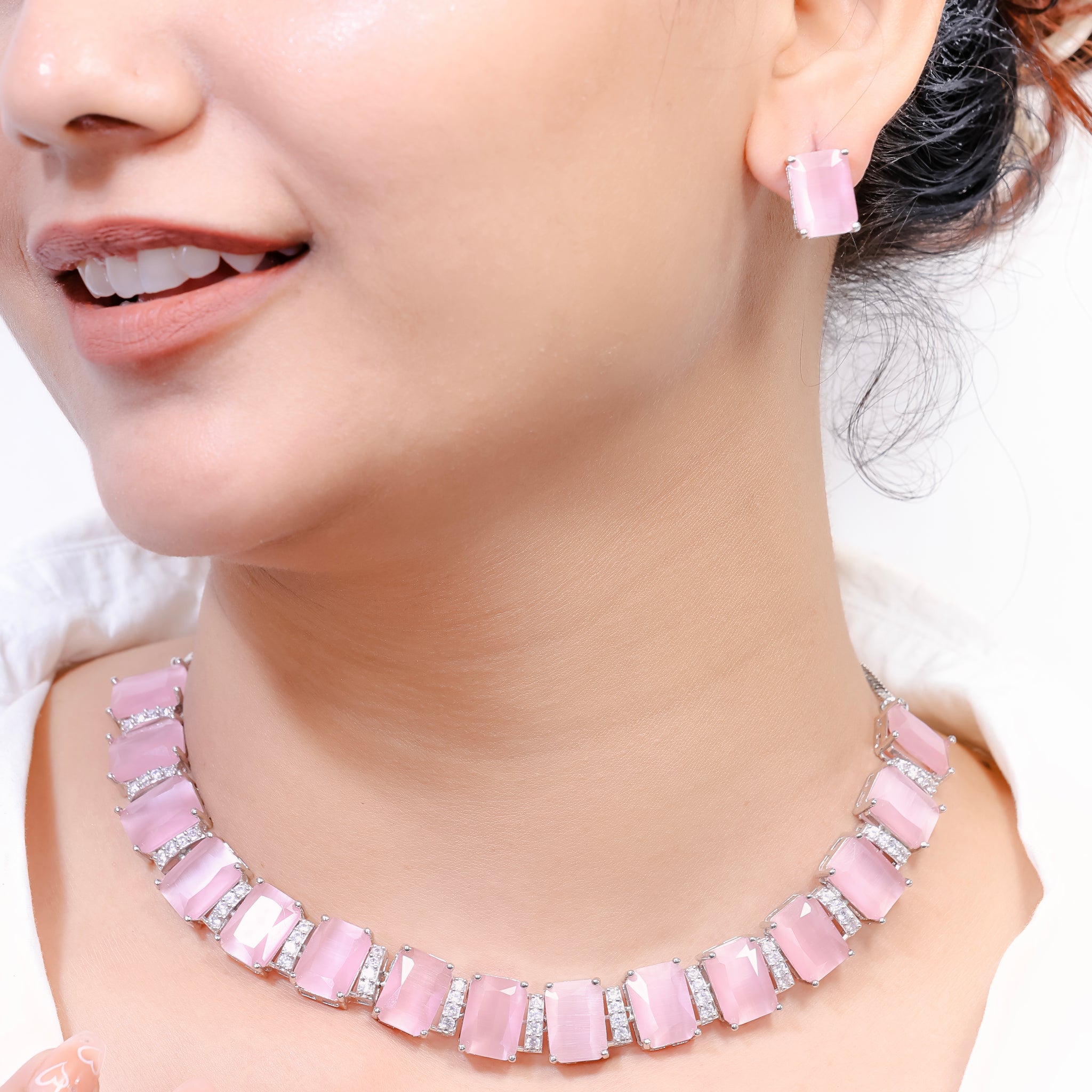Mehira – Blush Pink Emerald Cut Set