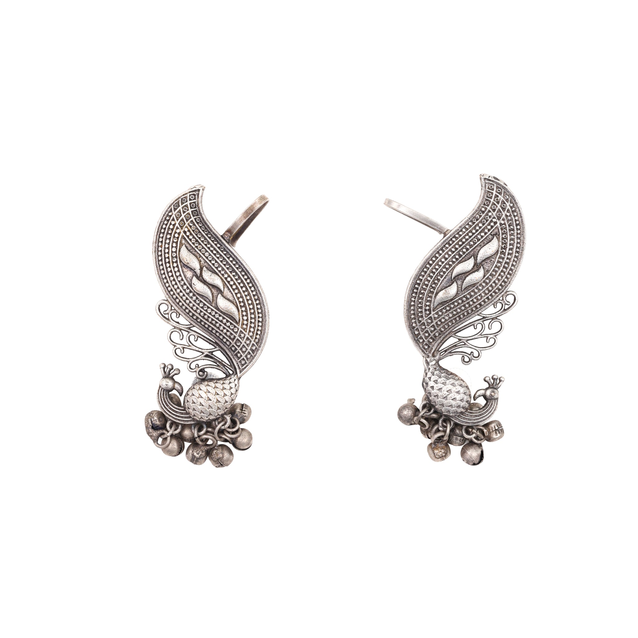 Pankhira Earcuff – Oxidised Peacock Elegance