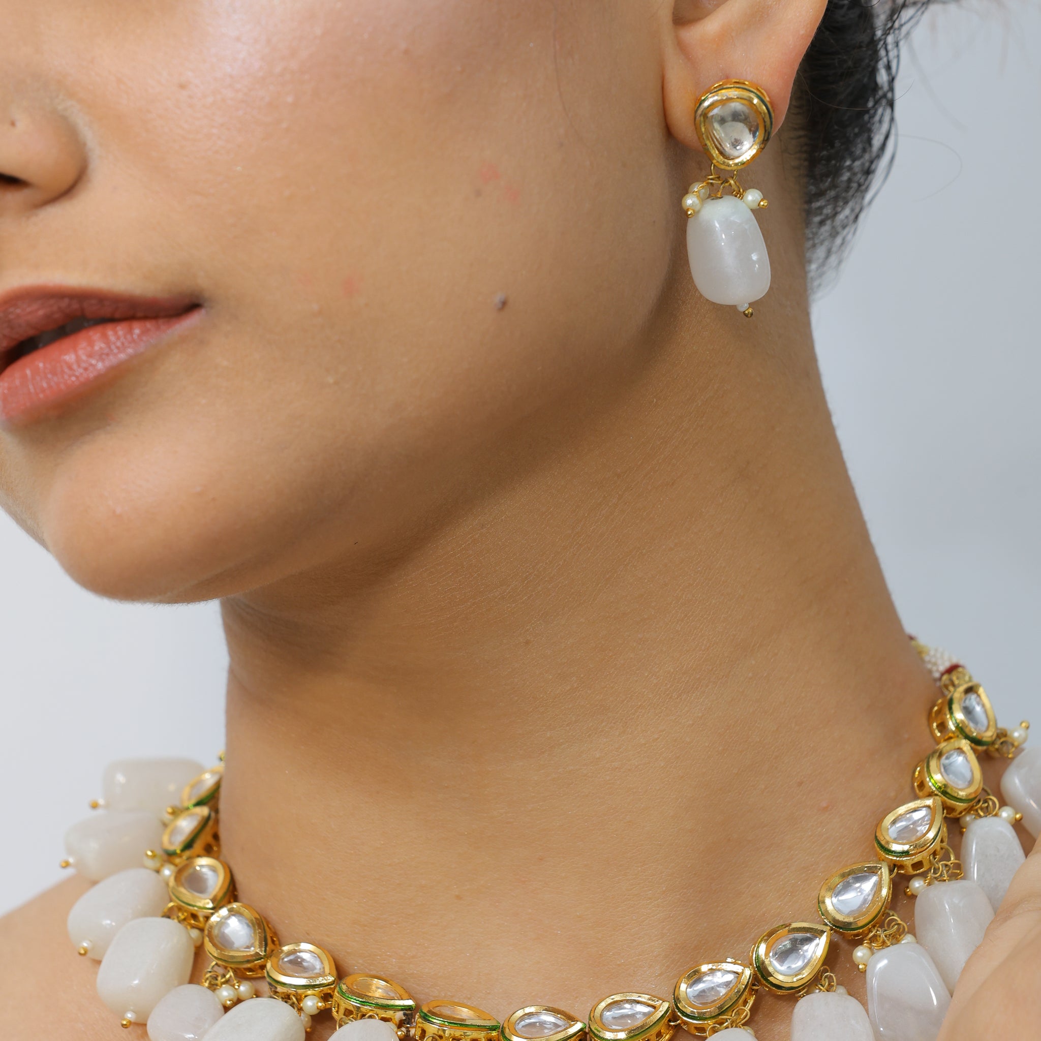 Roohi – Moonstone Drop Kundan Set