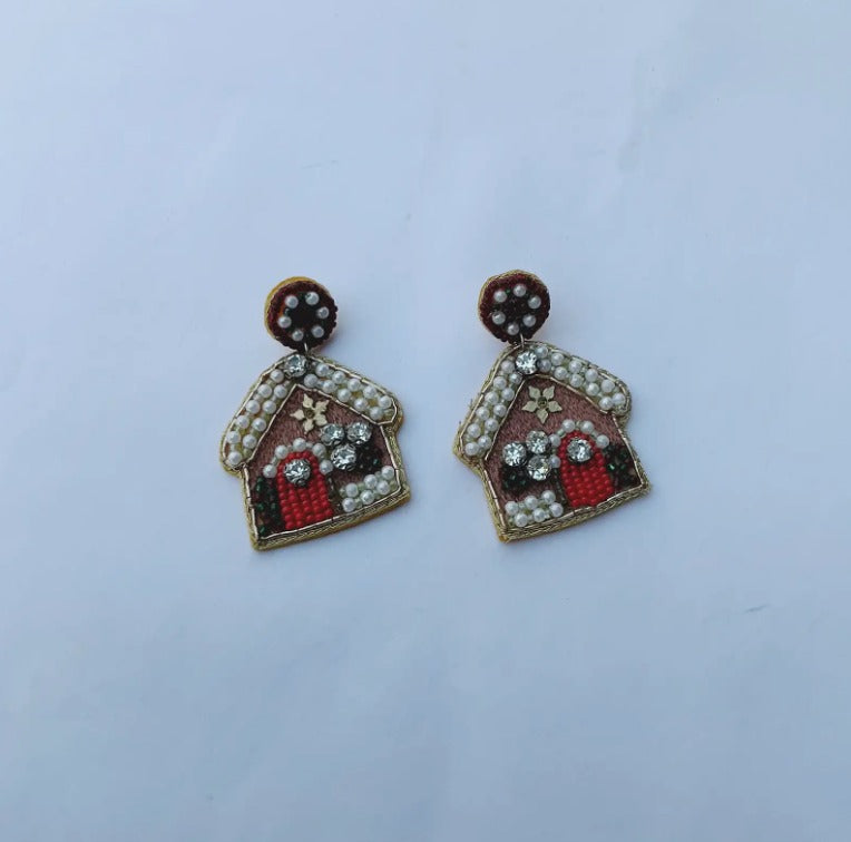 Santa's Sparkle Cottage Earrings