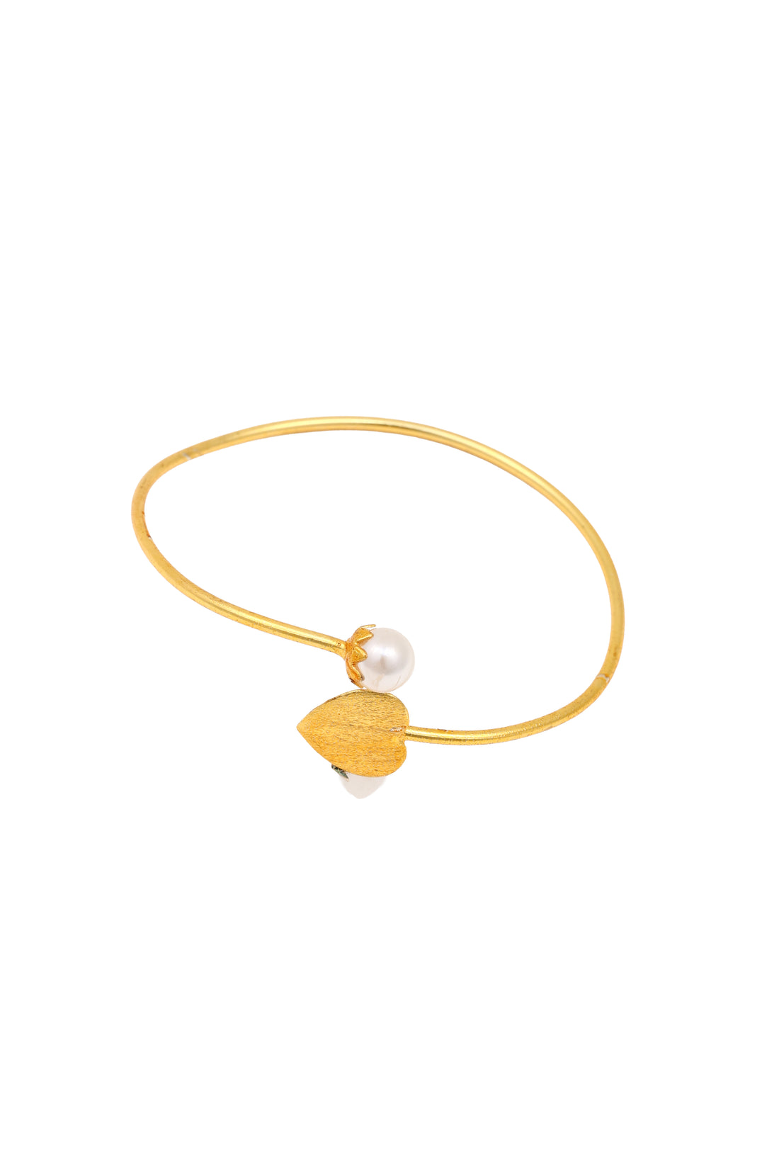 Zehen Leaf & Pearl Open Bangle