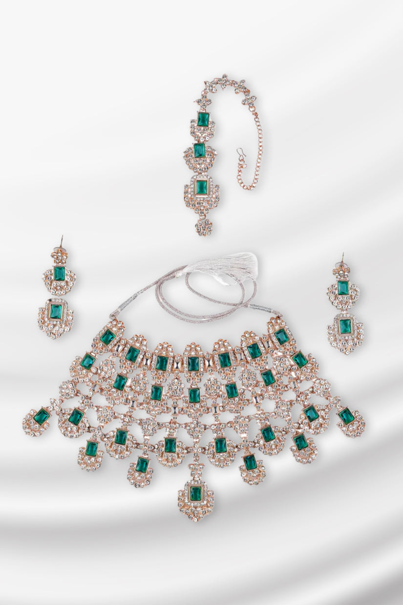 Verdora Emerald-Crystal Bridal Set